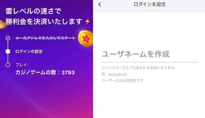 ビットスターズ 登録方法　ユーザー